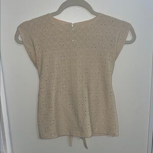 Beige Eyelet with tie back Women's Top | M